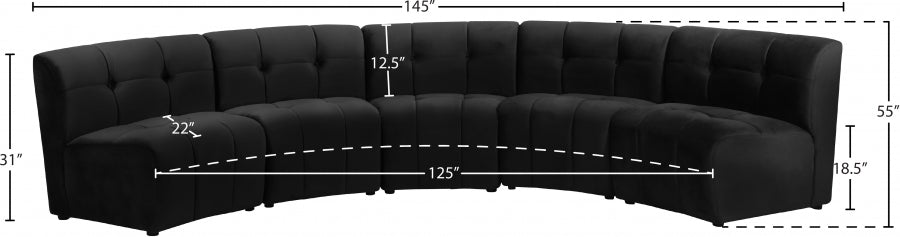 Limitless Black Modular Velvet 5-Piece Sectional from Meridian - Luna Furniture