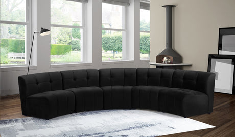 Limitless Black Modular Velvet 5-Piece Sectional from Meridian - Luna Furniture