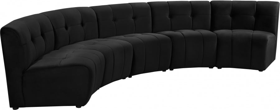 Limitless Black Modular Velvet 5-Piece Sectional from Meridian - Luna Furniture