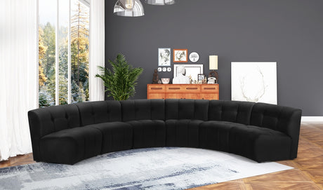 Limitless Black Modular Velvet 6-Piece Sectional from Meridian - Luna Furniture