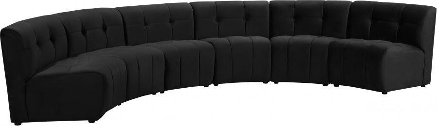 Limitless Black Modular Velvet 6-Piece Sectional from Meridian - Luna Furniture