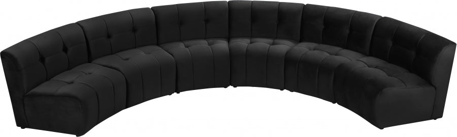 Limitless Black Modular Velvet 6-Piece Sectional from Meridian - Luna Furniture