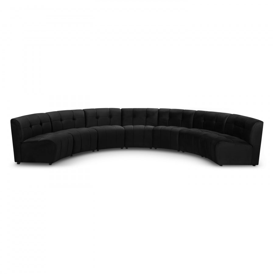 Limitless Black Modular Velvet 7-Piece Sectional from Meridian - Luna Furniture