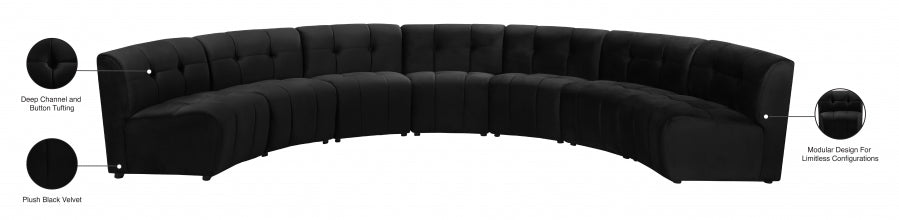 Limitless Black Modular Velvet 7-Piece Sectional from Meridian - Luna Furniture