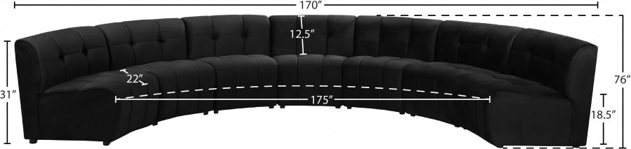 Limitless Black Modular Velvet 7-Piece Sectional from Meridian - Luna Furniture