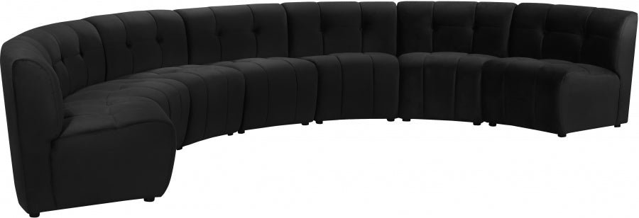 Limitless Black Modular Velvet 7-Piece Sectional from Meridian - Luna Furniture