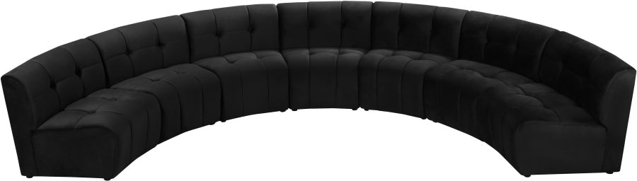 Limitless Black Modular Velvet 7-Piece Sectional from Meridian - Luna Furniture