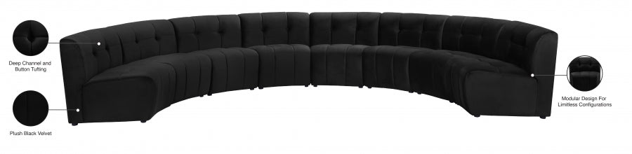 Limitless Black Modular Velvet 8-Piece Sectional from Meridian - Luna Furniture