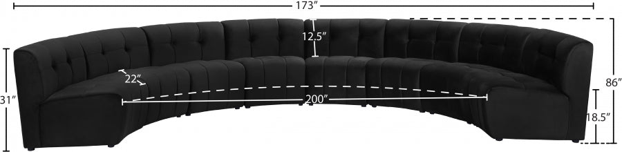 Limitless Black Modular Velvet 8-Piece Sectional from Meridian - Luna Furniture