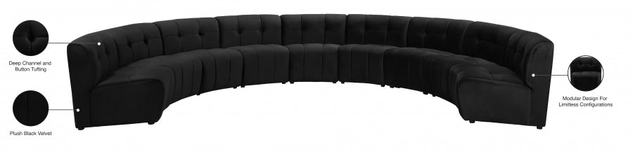 Limitless Black Modular Velvet 9-Piece Sectional from Meridian - Luna Furniture