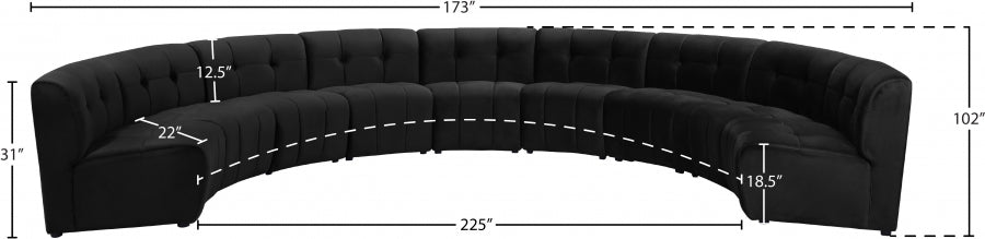 Limitless Black Modular Velvet 9-Piece Sectional from Meridian - Luna Furniture