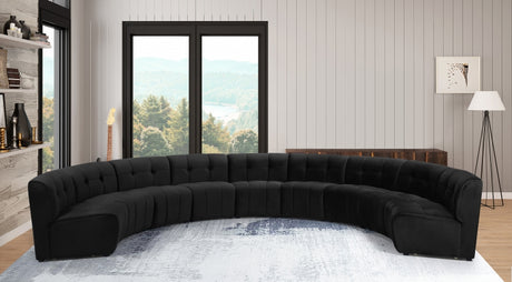 Limitless Black Modular Velvet 9-Piece Sectional from Meridian - Luna Furniture