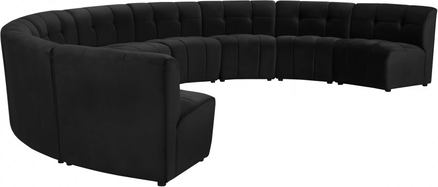 Limitless Black Modular Velvet 9-Piece Sectional from Meridian - Luna Furniture