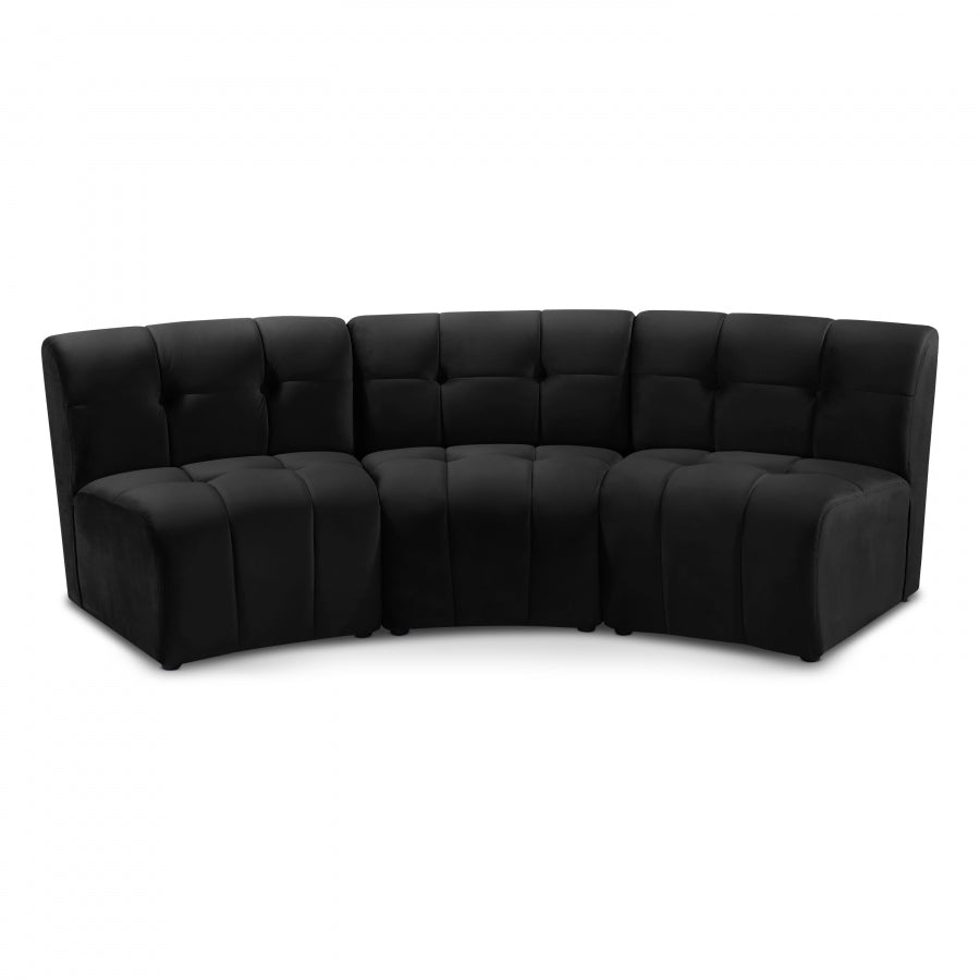 Limitless Black Modular Velvet Sofa from Meridian - Luna Furniture