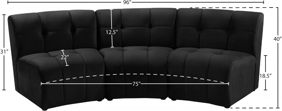 Limitless Black Modular Velvet Sofa from Meridian - Luna Furniture