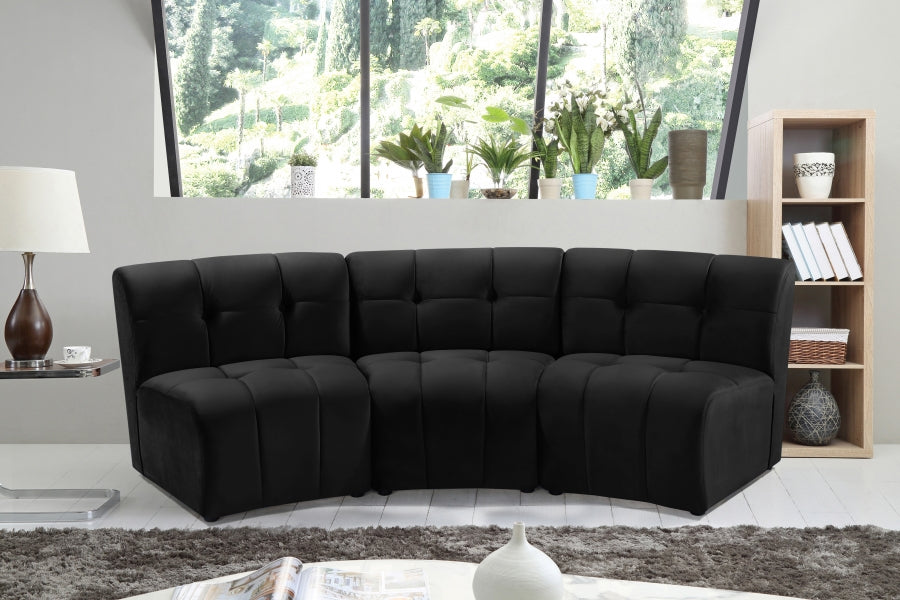 Limitless Black Modular Velvet Sofa from Meridian - Luna Furniture