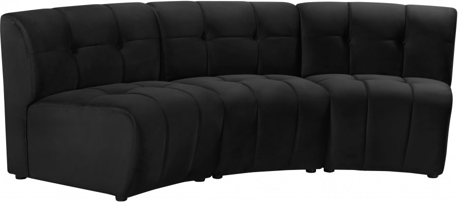 Limitless Black Modular Velvet Sofa from Meridian - Luna Furniture