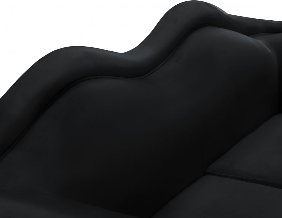 Lips Black Velvet Loveseat from Meridian - Luna Furniture