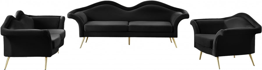 Lips Black Velvet Loveseat from Meridian - Luna Furniture