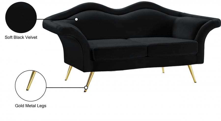 Lips Black Velvet Loveseat from Meridian - Luna Furniture