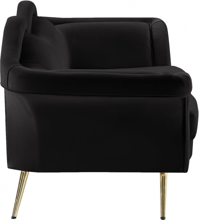 Lips Black Velvet Loveseat from Meridian - Luna Furniture