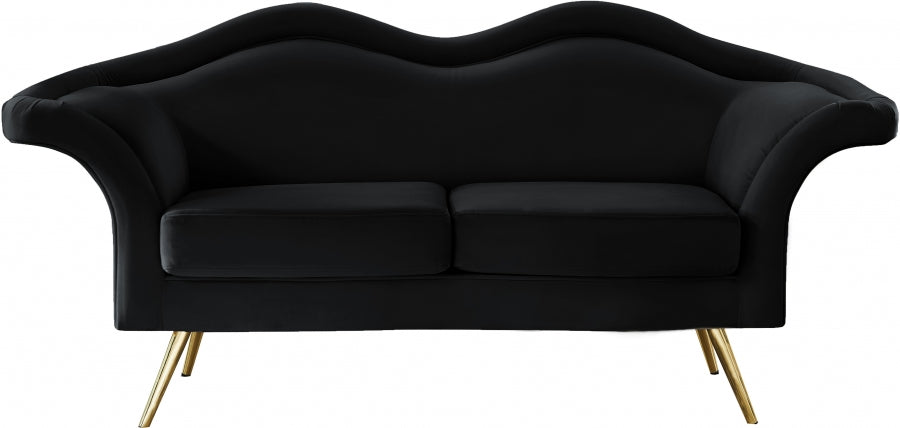 Lips Black Velvet Loveseat from Meridian - Luna Furniture