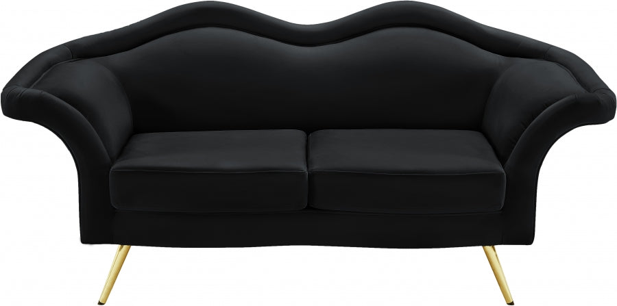 Lips Black Velvet Loveseat from Meridian - Luna Furniture