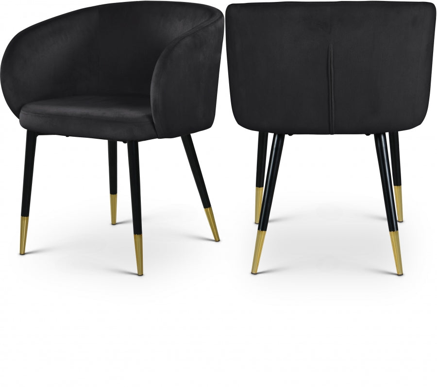 Louise Black Velvet Dining Chair from Meridian - Luna Furniture