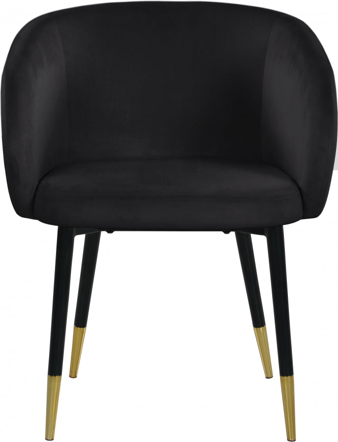 Louise Black Velvet Dining Chair from Meridian - Luna Furniture