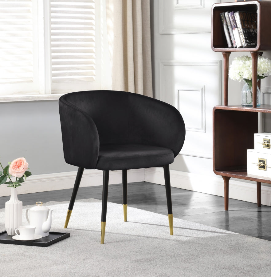 Louise Black Velvet Dining Chair from Meridian - Luna Furniture