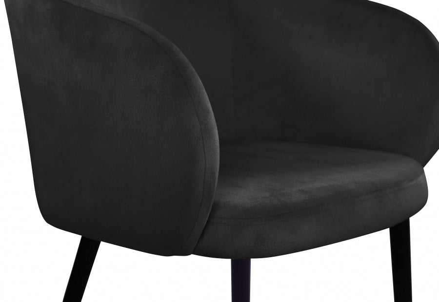 Louise Black Velvet Dining Chair from Meridian - Luna Furniture