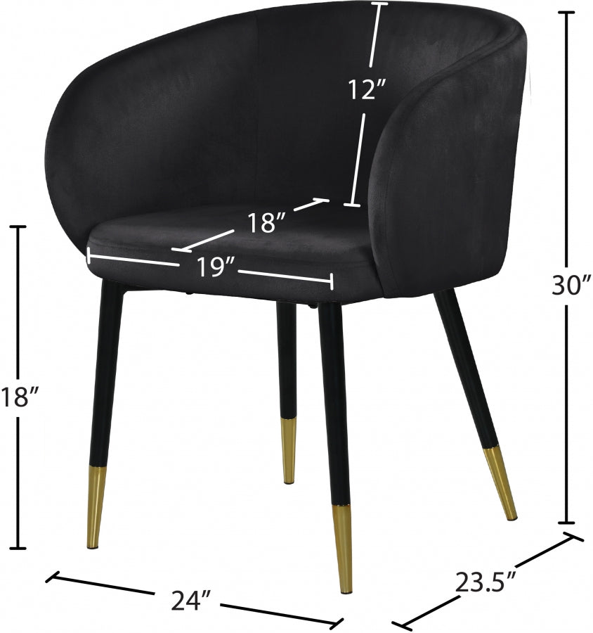 Louise Black Velvet Dining Chair from Meridian - Luna Furniture