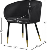 Louise Black Velvet Dining Chair from Meridian - Luna Furniture