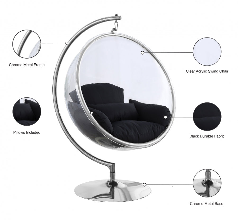 Luna Black Acrylic Swing Bubble Accent Chair from Meridian - Luna Furniture