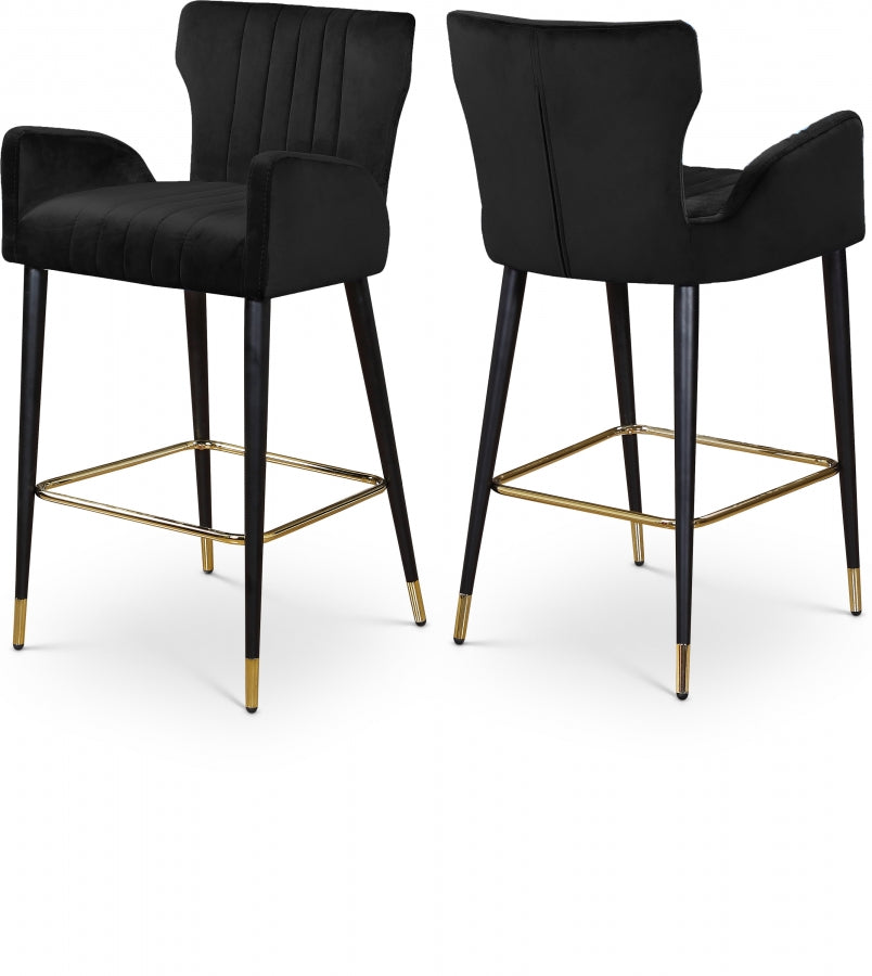 Luxe Black Velvet Counter Stool, Set of 2 from Meridian - Luna Furniture