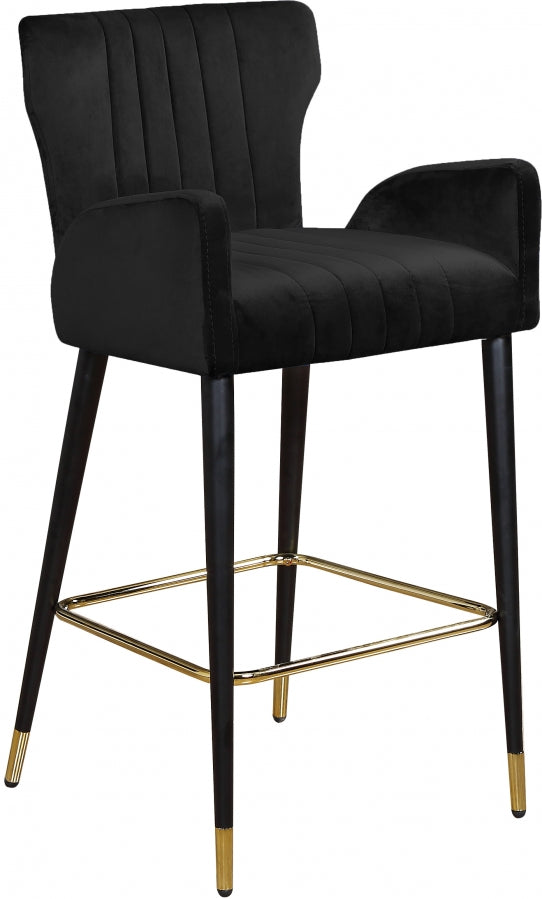 Luxe Black Velvet Counter Stool, Set of 2 from Meridian - Luna Furniture