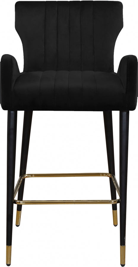 Luxe Black Velvet Counter Stool, Set of 2 from Meridian - Luna Furniture