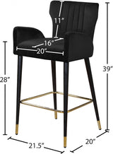 Luxe Black Velvet Counter Stool, Set of 2 from Meridian - Luna Furniture