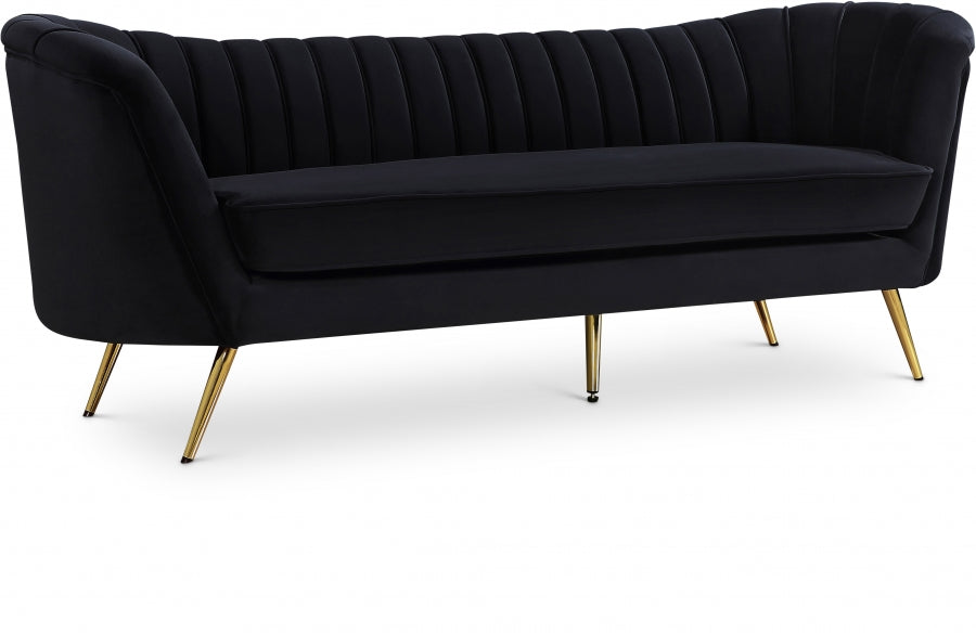 Margo Black Velvet Sofa from Meridian - Luna Furniture