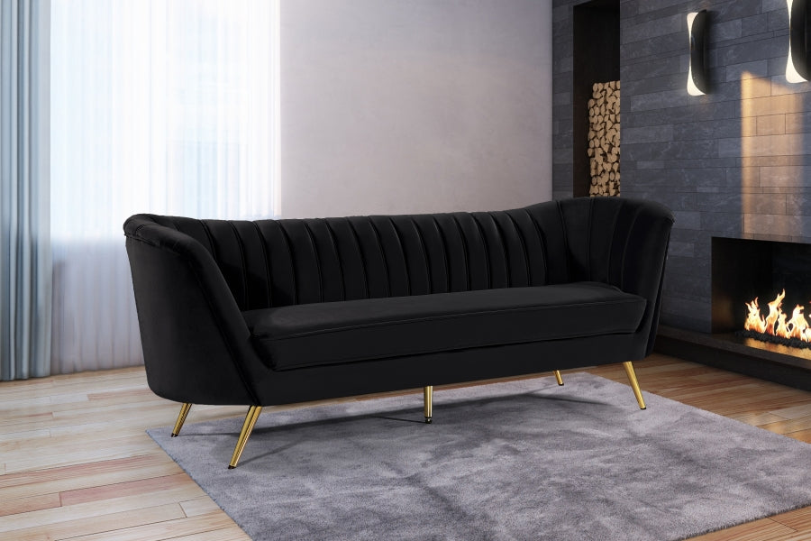 Margo Black Velvet Sofa from Meridian - Luna Furniture