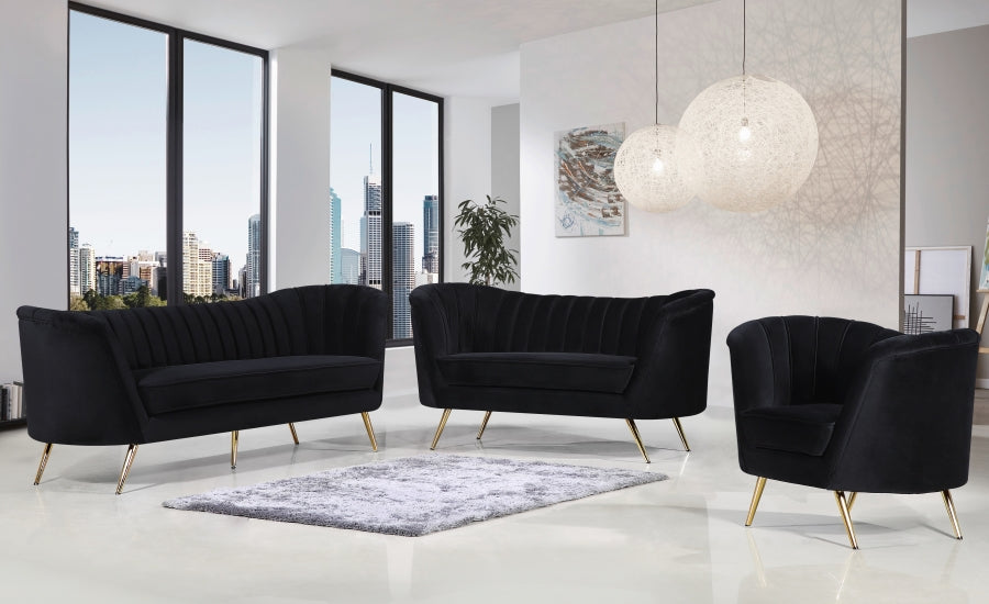 Margo Black Velvet Sofa from Meridian - Luna Furniture