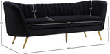 Margo Black Velvet Sofa from Meridian - Luna Furniture