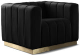 Marlon Black Velvet Chair from Meridian - Luna Furniture