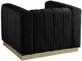 Marlon Black Velvet Chair from Meridian - Luna Furniture