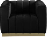 Marlon Black Velvet Chair from Meridian - Luna Furniture