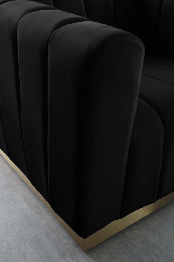 Marlon Black Velvet Chair from Meridian - Luna Furniture