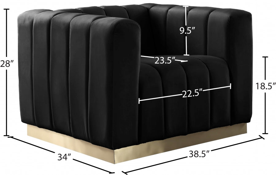 Marlon Black Velvet Chair from Meridian - Luna Furniture