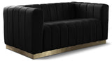 Marlon Black Velvet Loveseat from Meridian - Luna Furniture