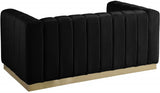 Marlon Black Velvet Loveseat from Meridian - Luna Furniture