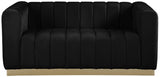 Marlon Black Velvet Loveseat from Meridian - Luna Furniture